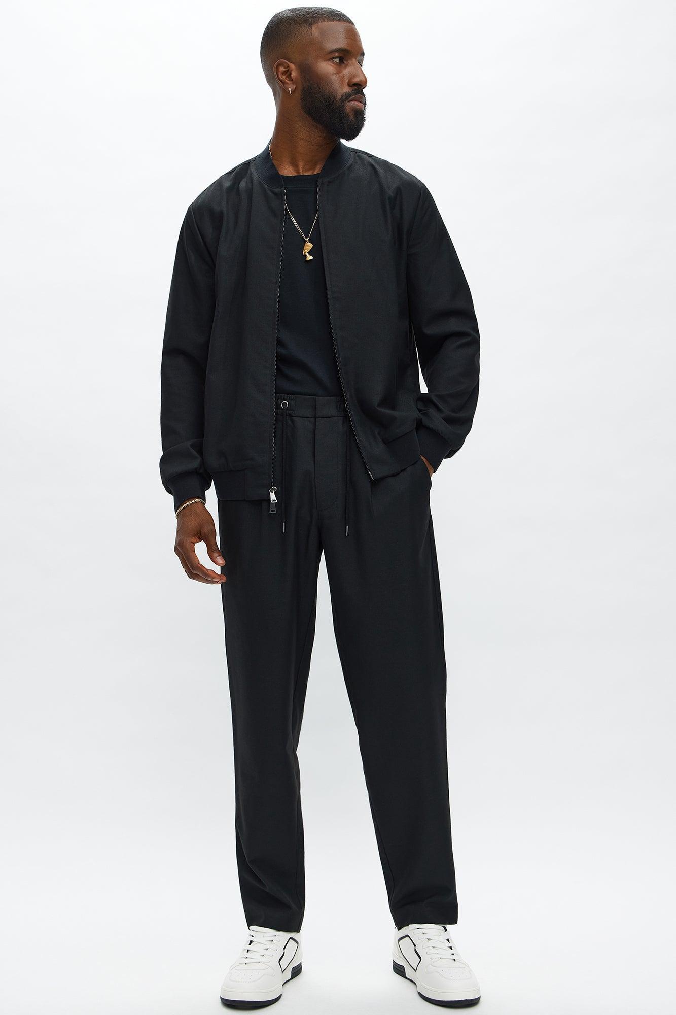 Slim Modern Two-Way Zipper Everyday Bomber - Black Product Image