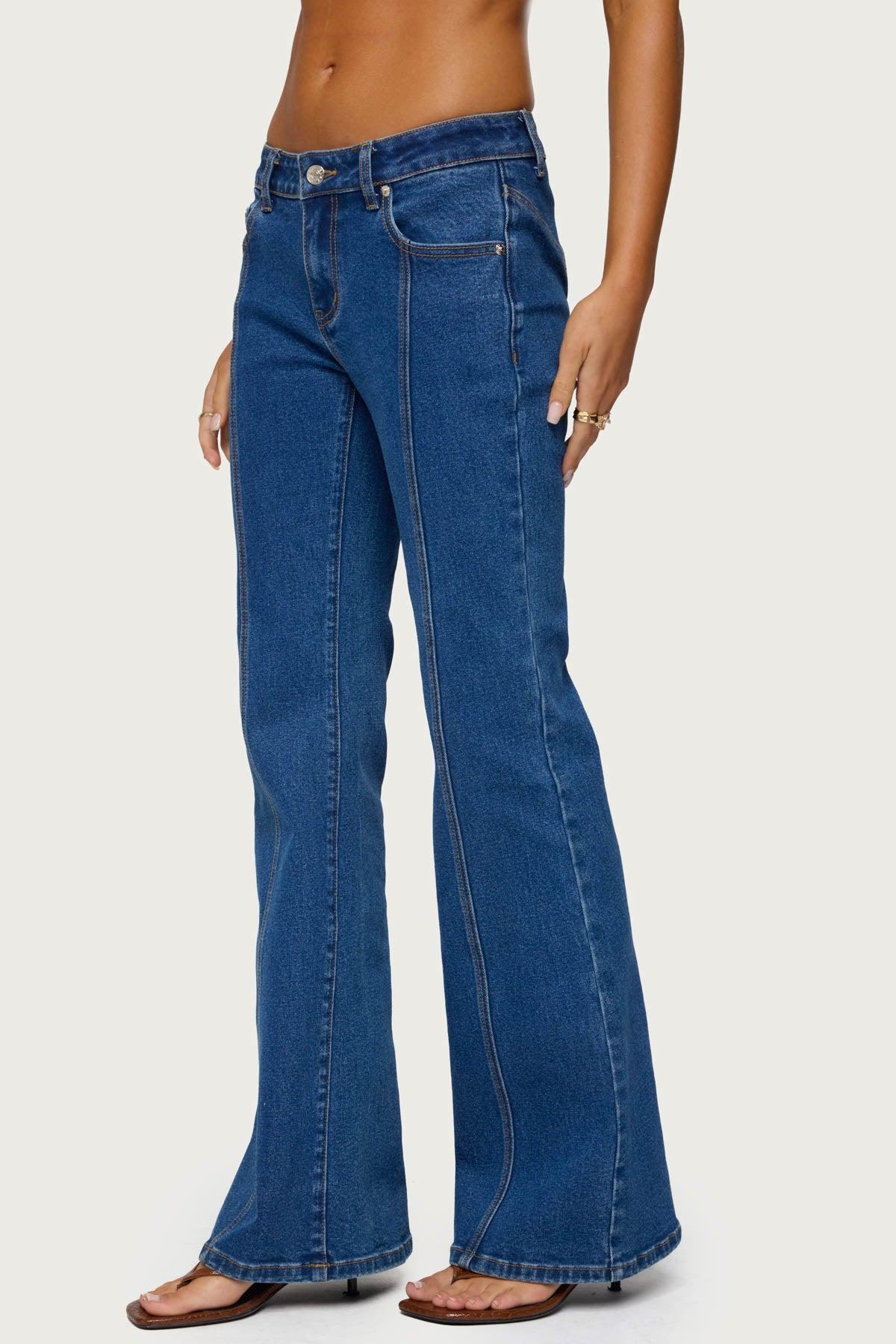 Starrie Panel Stitch Low Rise Jeans Product Image