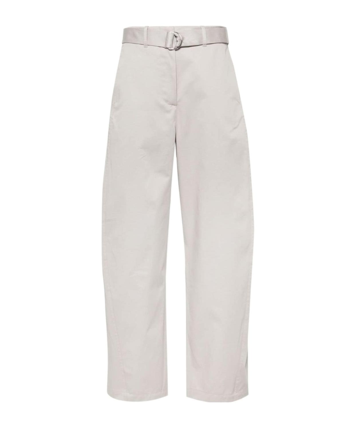 MSGM Belted Tapered Cotton Trousers In White Product Image