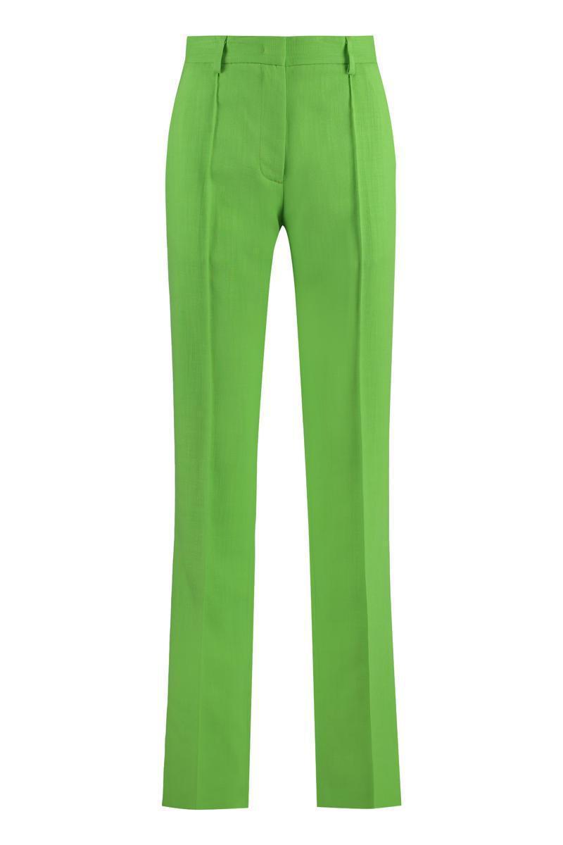 MSGM Flared Viscose Trousers In Green Product Image