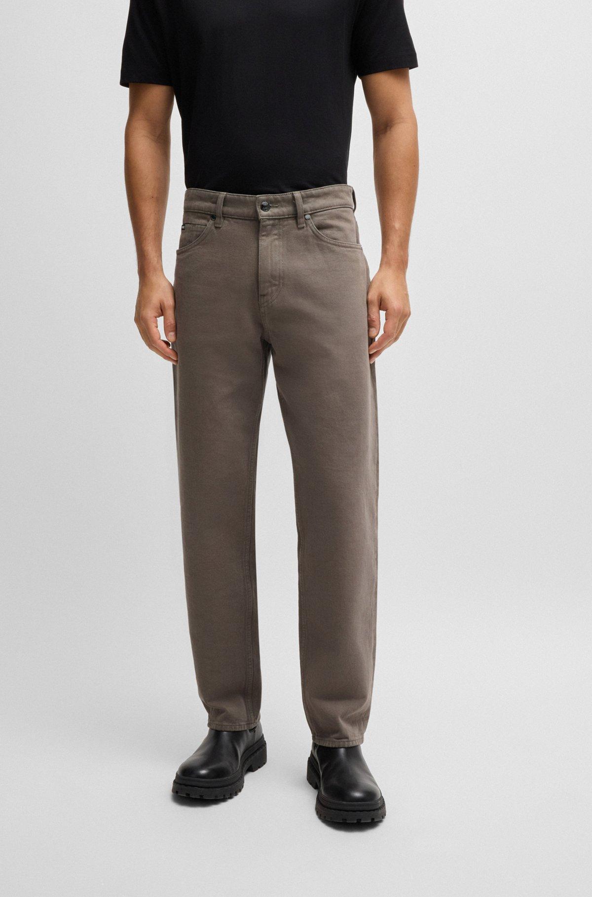 Baggy-fit jeans in beige Italian denim Product Image