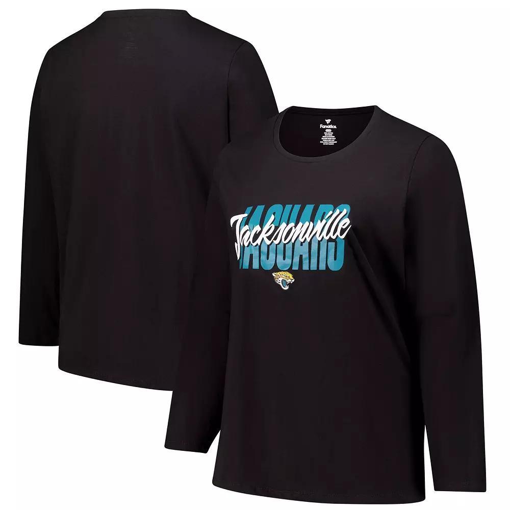 Women's Fanatics Black Jacksonville Jaguars Long Sleeve Scoop Neck T-Shirt, Size: 1XL Product Image
