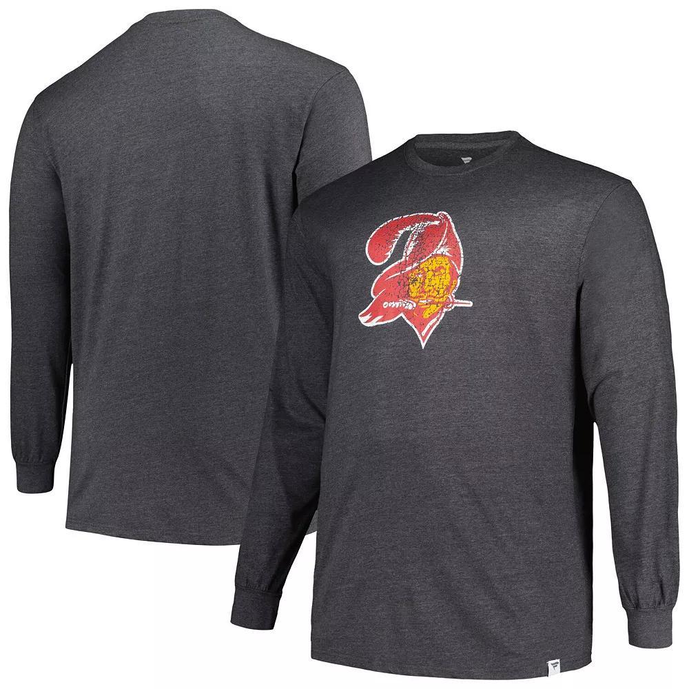 Men's  Heather Charcoal Tampa Bay Buccaneers Big & Tall Throwback Long Sleeve T-Shirt, Size: 4XLT Product Image