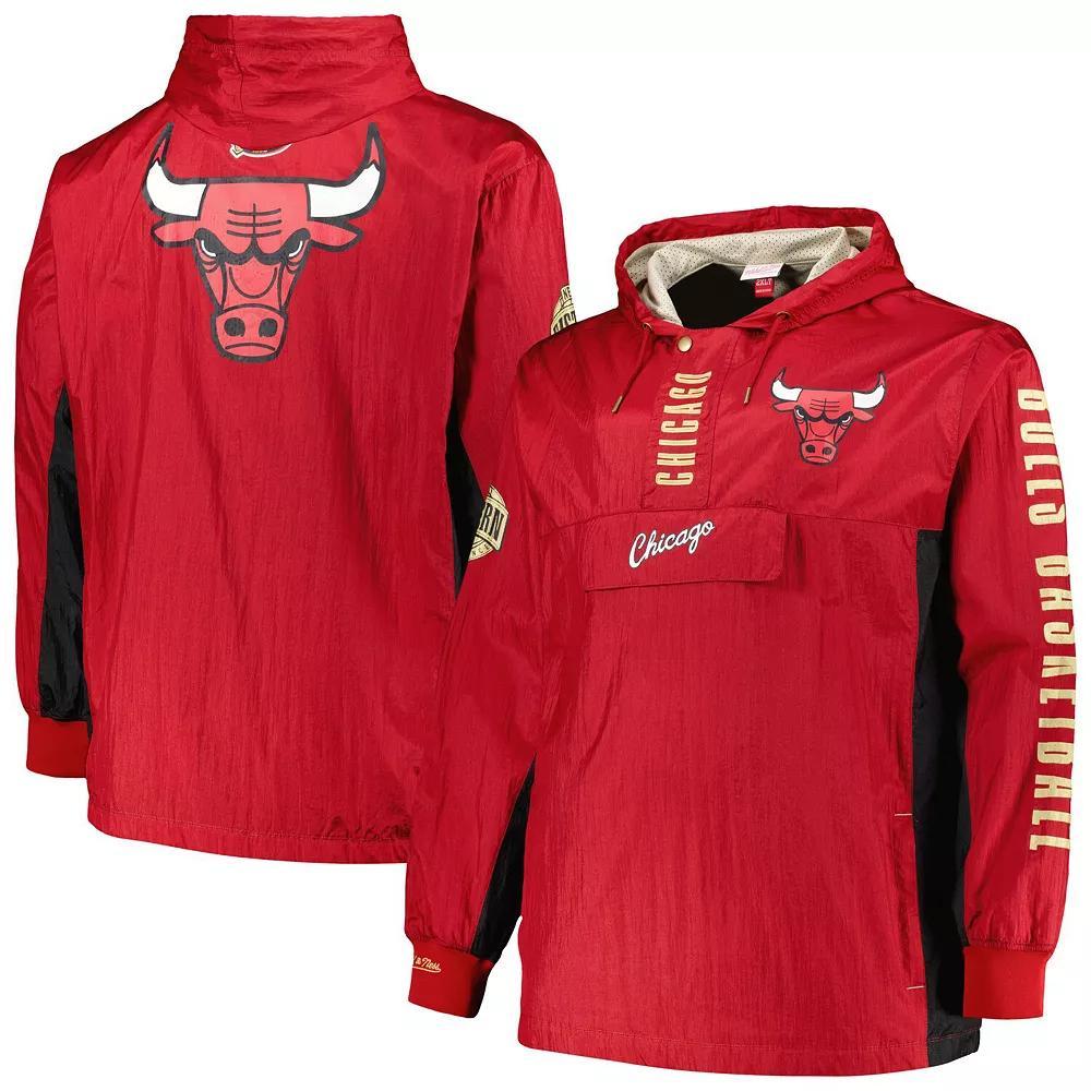 Men's Mitchell & Ness Red Chicago Bulls Big & Tall Hardwood Classics Team OG 2.0 Anorak Hoodie Quarter-Zip Windbreaker Jacket, Size: 2XB Product Image