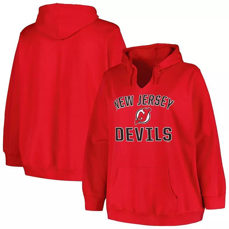 Women's Profile Red New Jersey Devils Plus Size Arch Over Logo Pullover Hoodie, Size: 1XL, Nhl Red Product Image