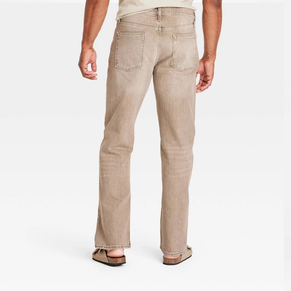 Mens Relaxed Fit Jeans - Goodfellow & Co Tan 40x32: Midweight , Stretch Fabric, Back Pocket, Fly Button Closure Product Image