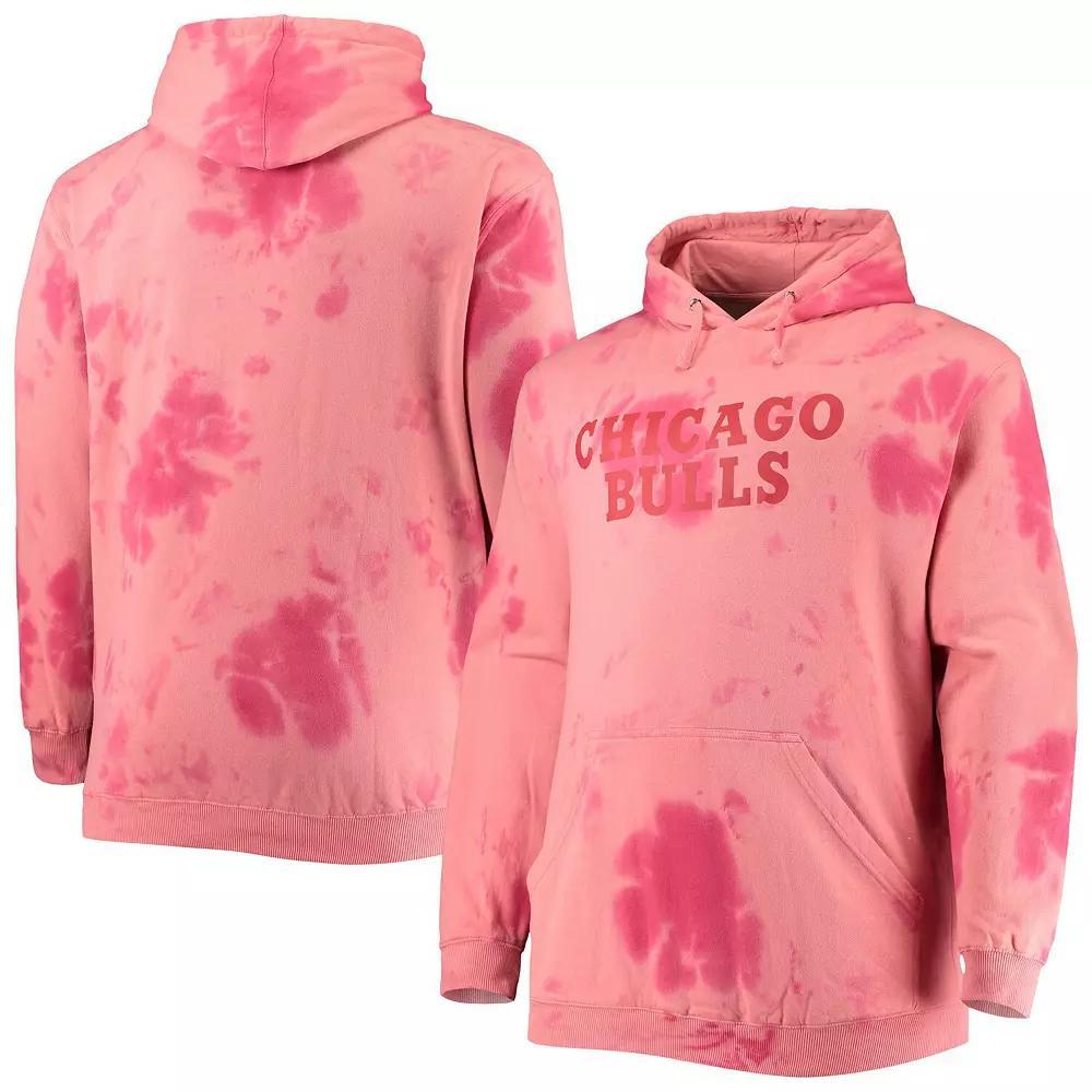 Men's Fanatics Branded Red Chicago Bulls Big & Tall Wordmark Cloud Dye Pullover Hoodie, Size: 2XB Product Image