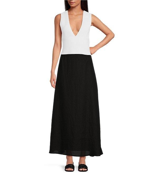 Le' AL.X Low V Neck Sleeveless Cropped Ribbed Knit Tank Top Product Image
