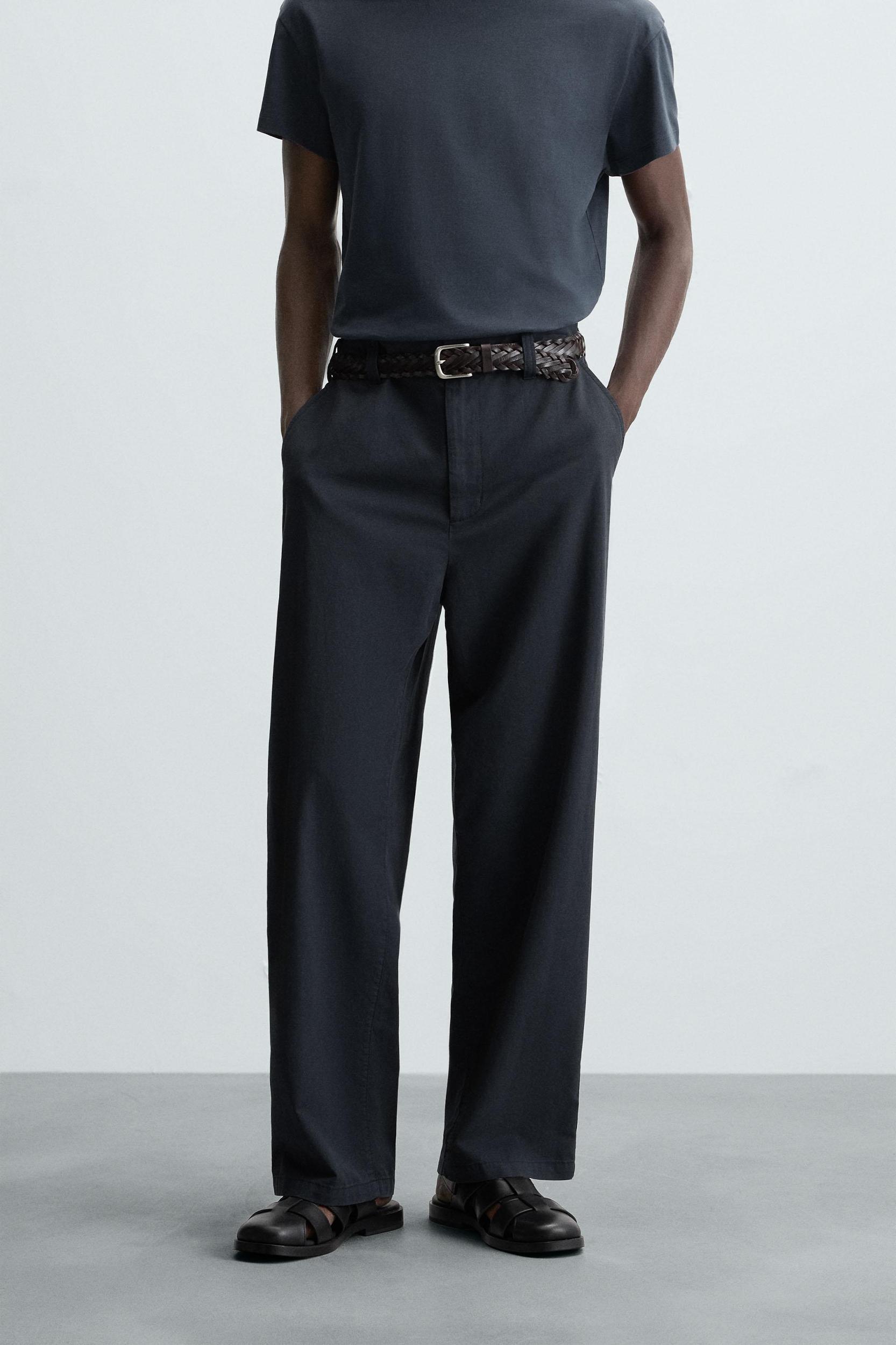 TEXTURED REGULAR FIT PANTS Product Image