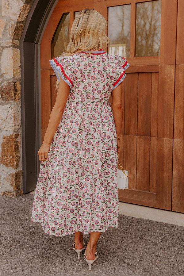 Picnic Ready Floral Midi Dress in Red Product Image