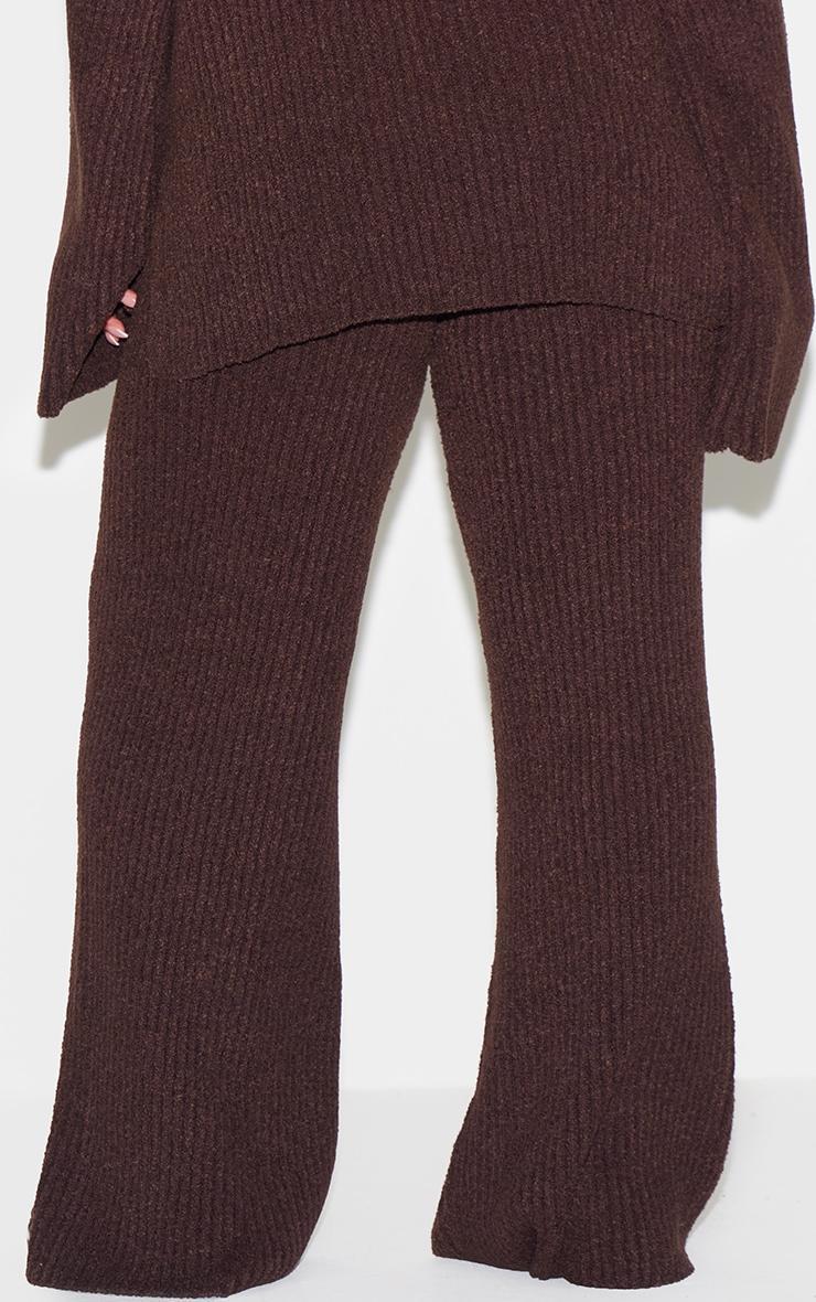 Plus Chocolate Rib Boucle Knit Wide Leg Pants Product Image