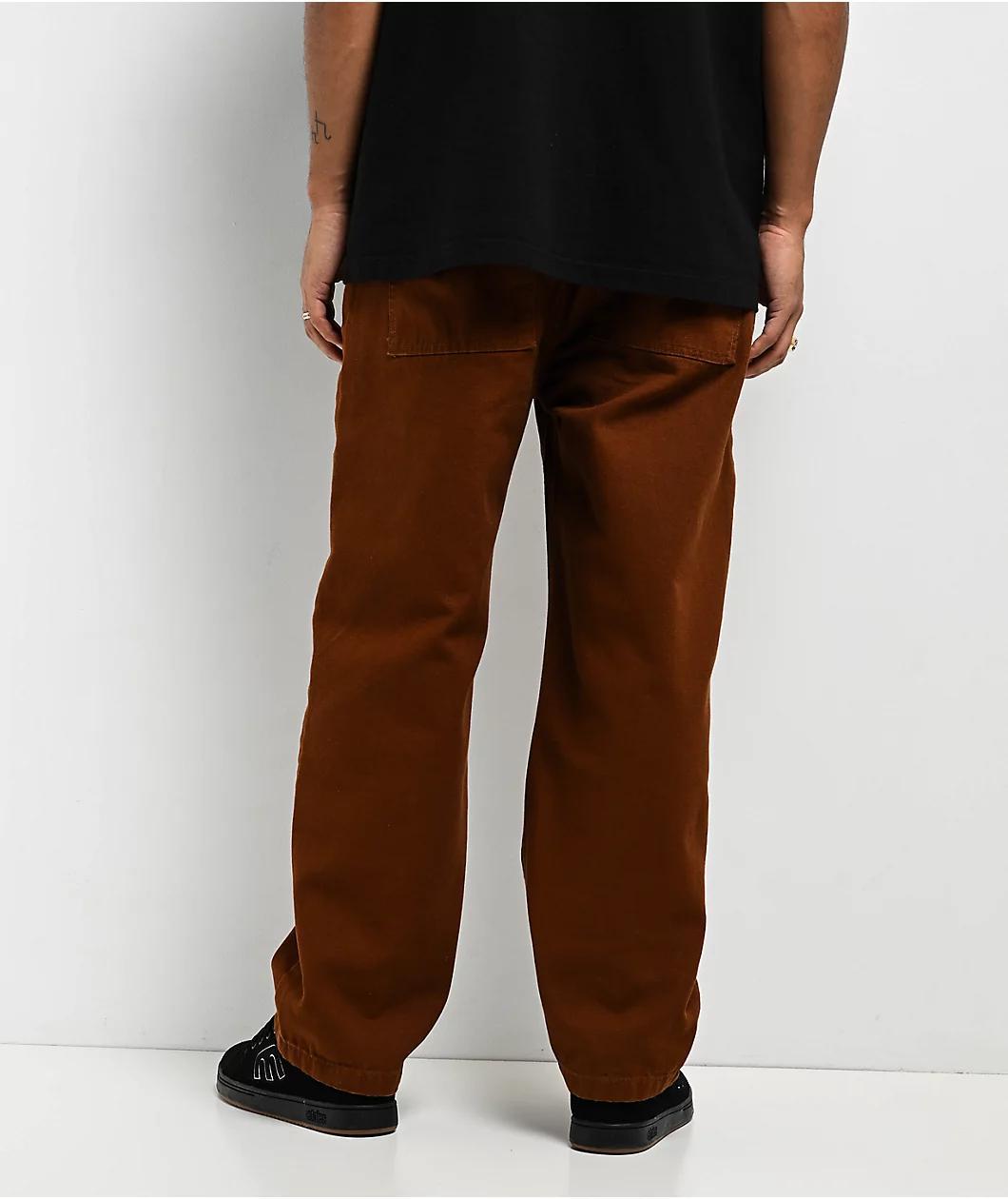 Real Tough Threads Double Knee Brown Loose Fit Pants Product Image