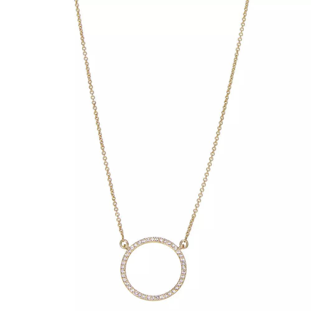 Nine West Crystal Circle Pendant Necklace, Womens, Gold Tone Product Image