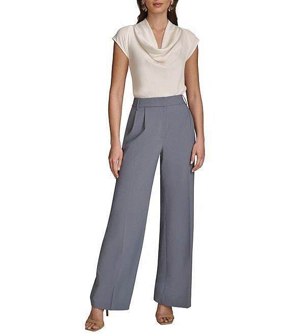 Donna Karan Pleated High Rise Wide Leg Pants Product Image
