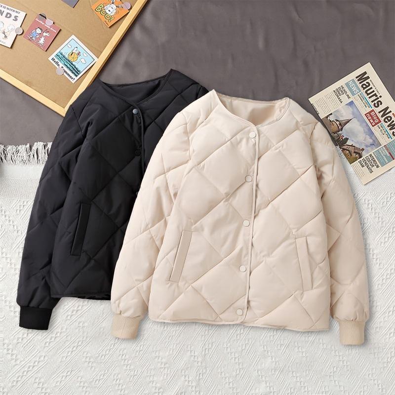 Quilted Button-Up Jacket Product Image