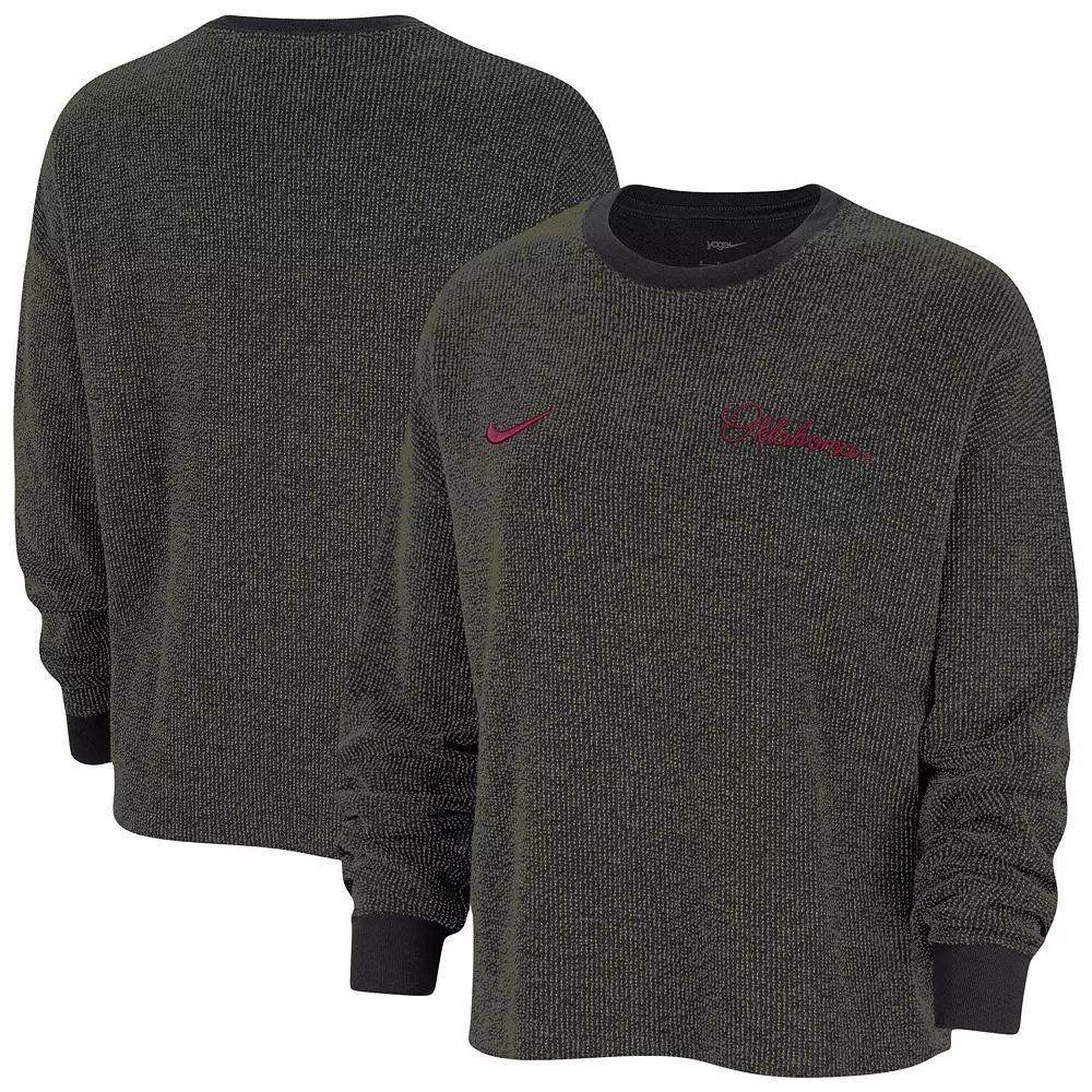 Women's Nike  Black Oklahoma Sooners Yoga Script Pullover Sweatshirt, Size: Small Product Image