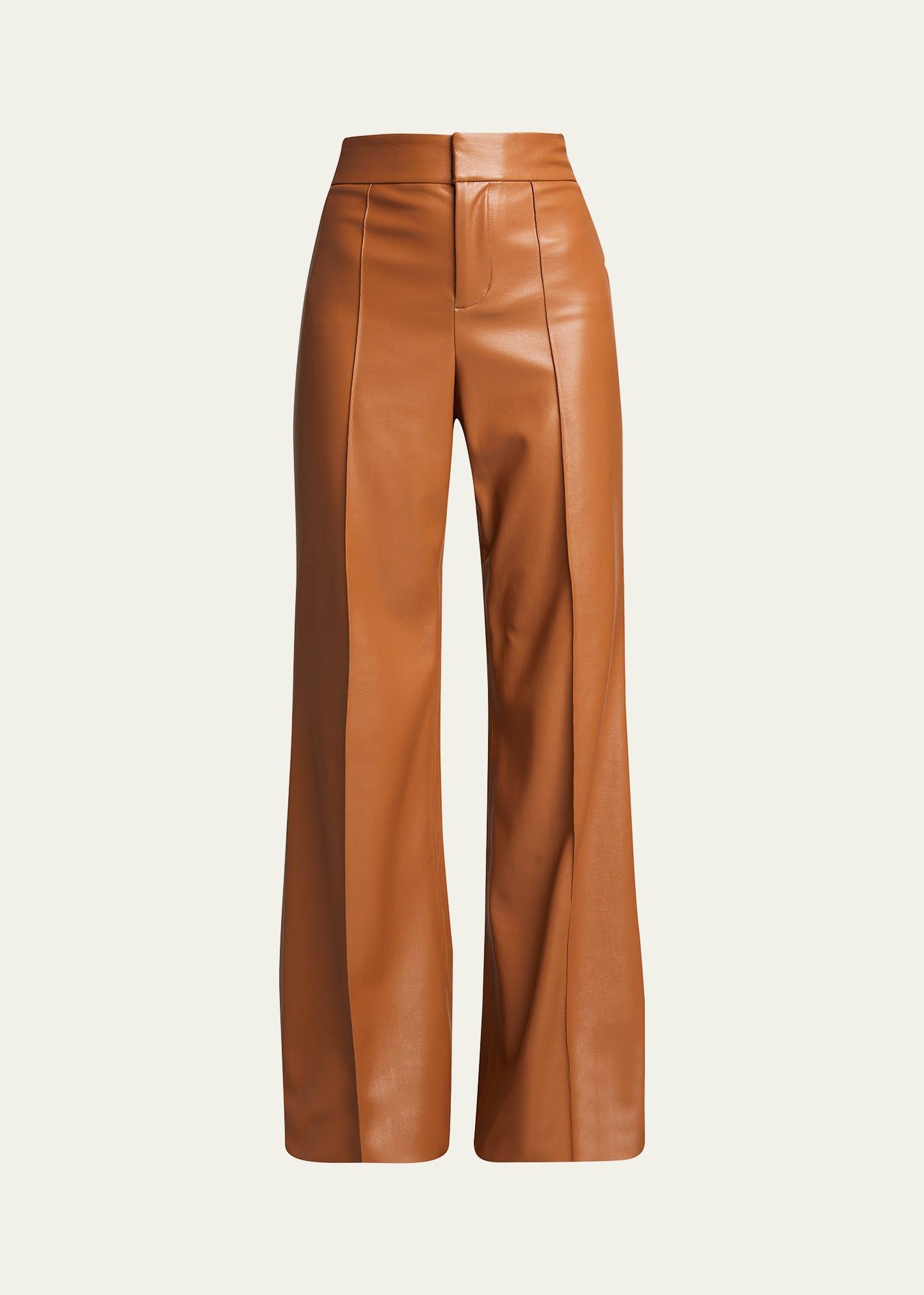 Alice and Olivia Dylan High Waist Wide Leg Pants in White Crystal Trim Crepe Product Image