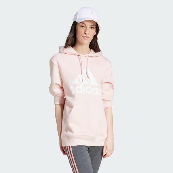 adidas Essentials Big Logo Regular Fleece Hoodie Sandy Pink XL Womens Product Image