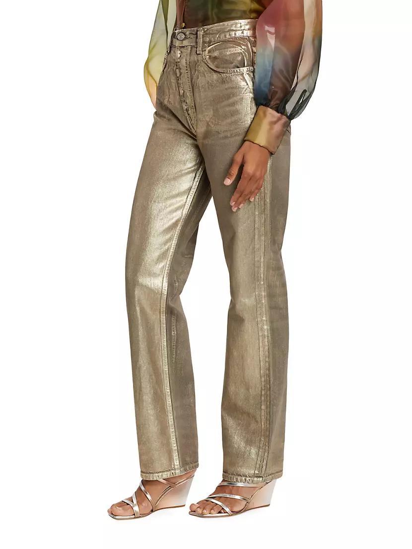 Foil High-Rise Straight-Leg Jeans Product Image