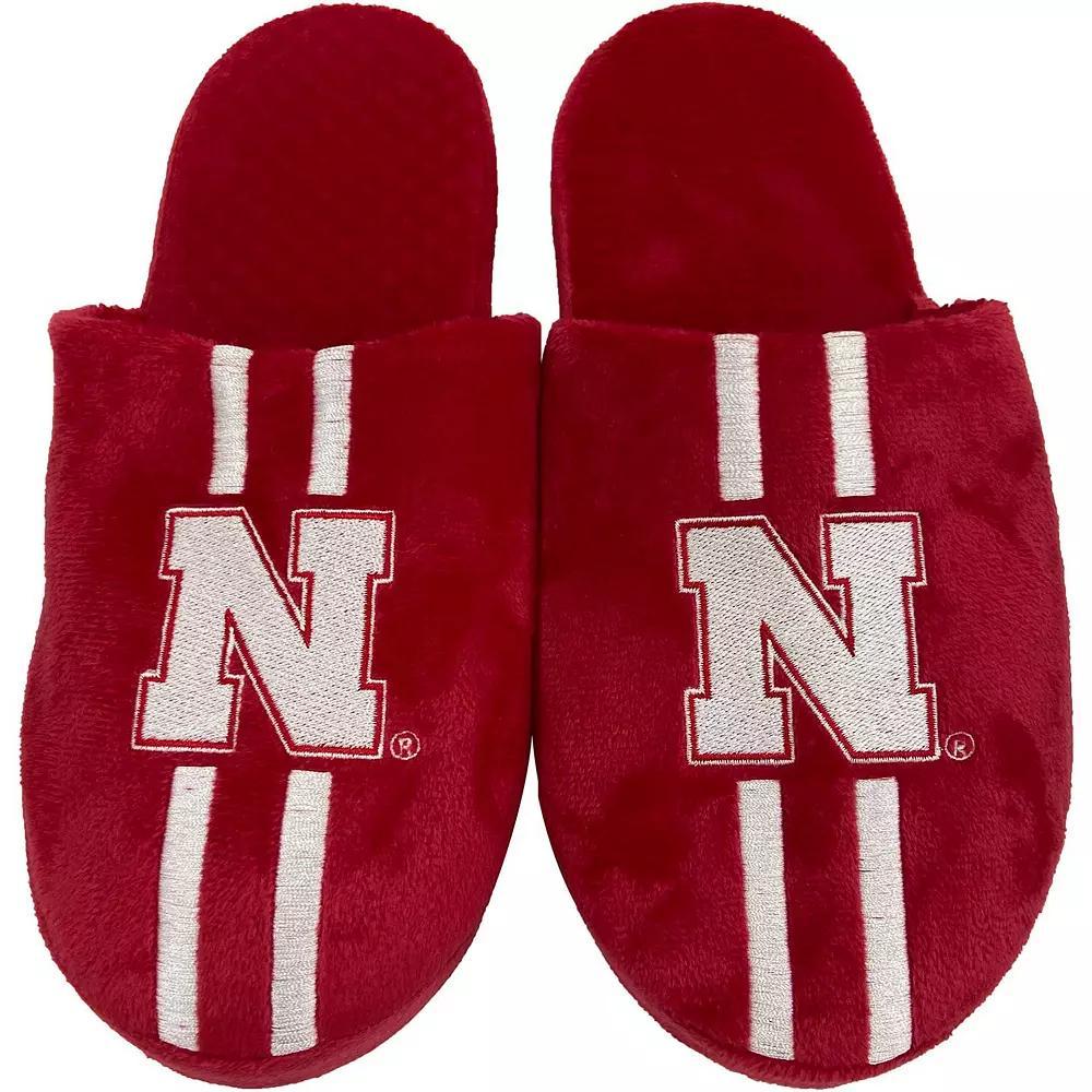 Men's FOCO Nebraska Huskers Striped Team Slippers, Size: Medium, Red Product Image