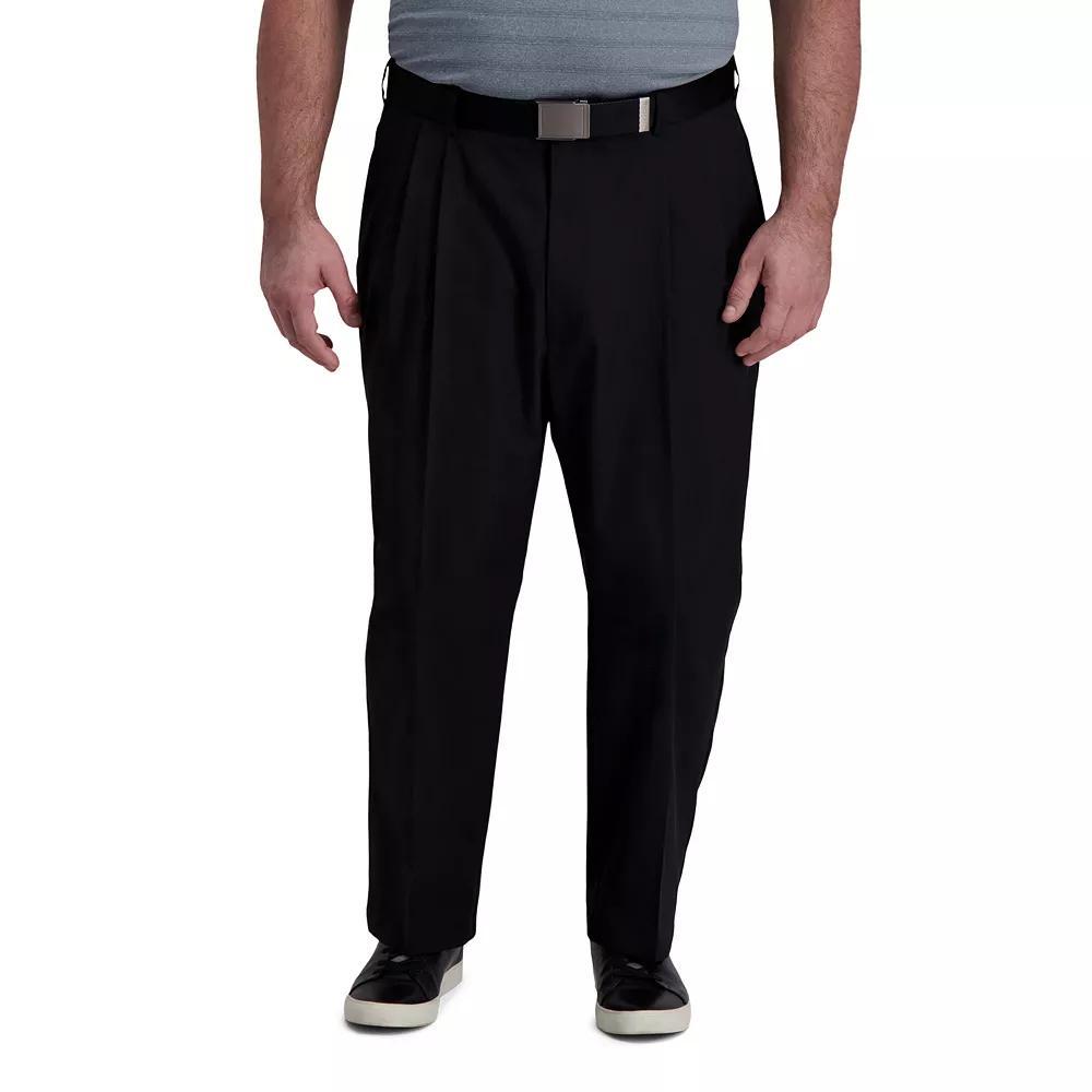 Big & Tall Haggar® Cool Right® Classic-Fit Pleated Performance Flex Pants, Men's, Size: 54X30, Black Product Image