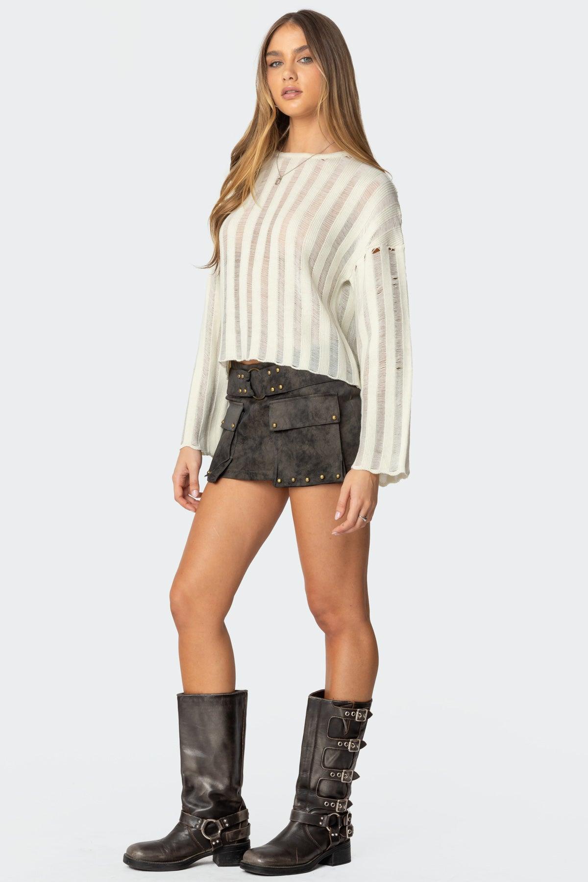 Marge Studded Faux Leather Mini Skort Product Image