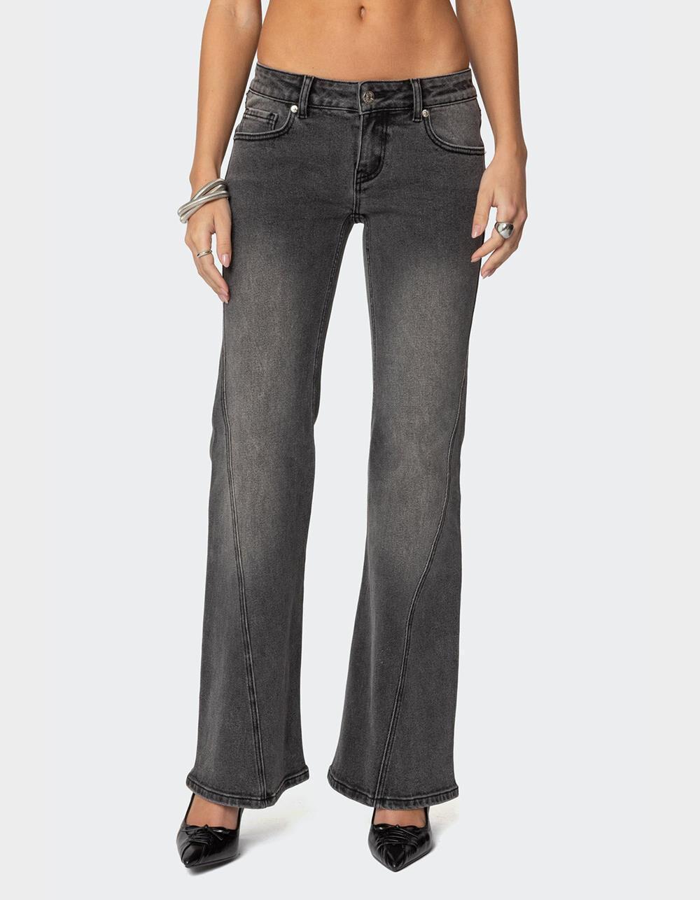 EDIKTED Colton Boot Cut Low Rise Jeans - BLACK Product Image