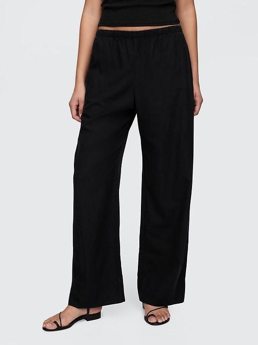Linen-Blend Easy Wide-Hem Pants Product Image