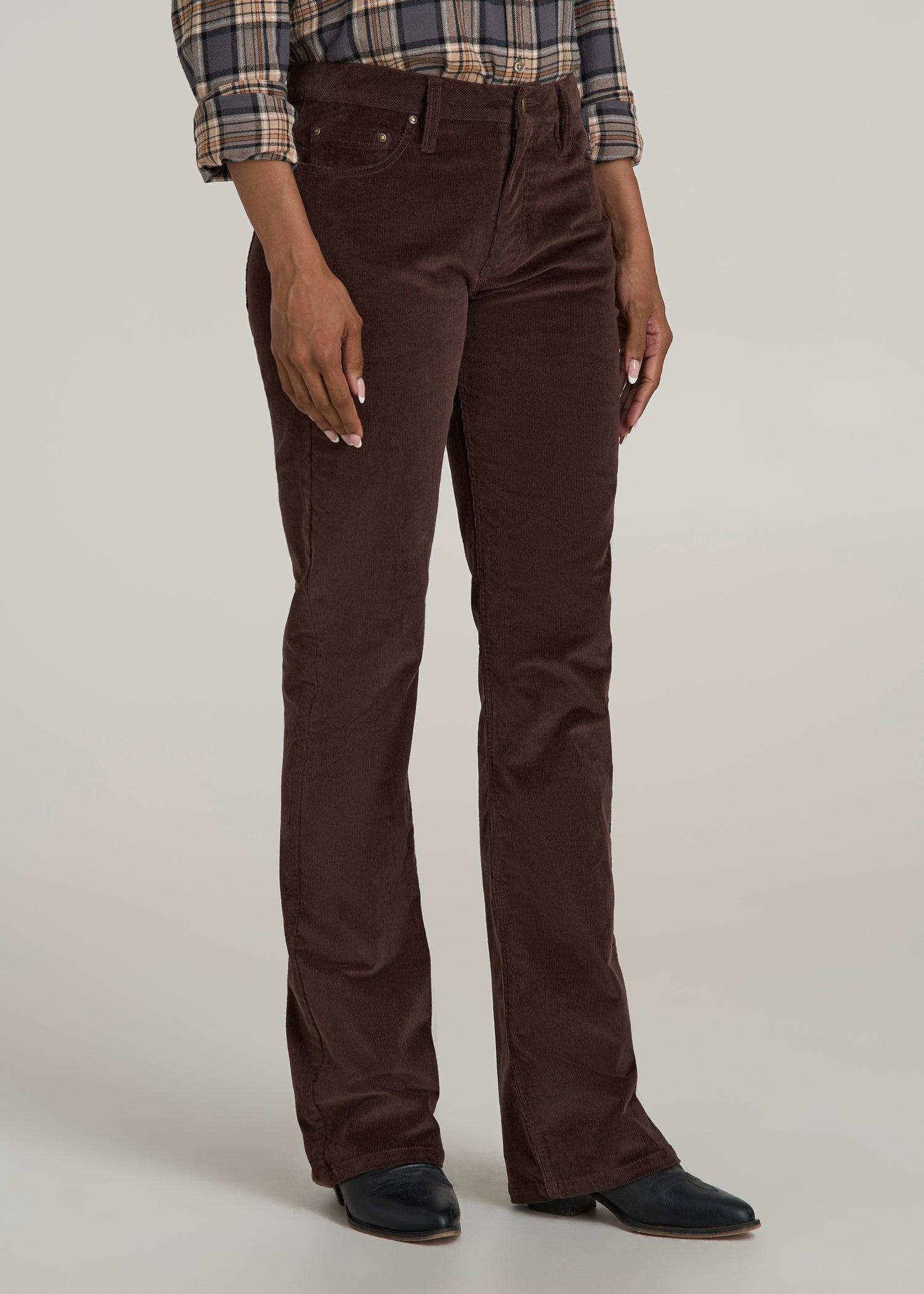Mid Rise Mini Bootcut Tall Corduroy Pants for Women in Espresso Product Image