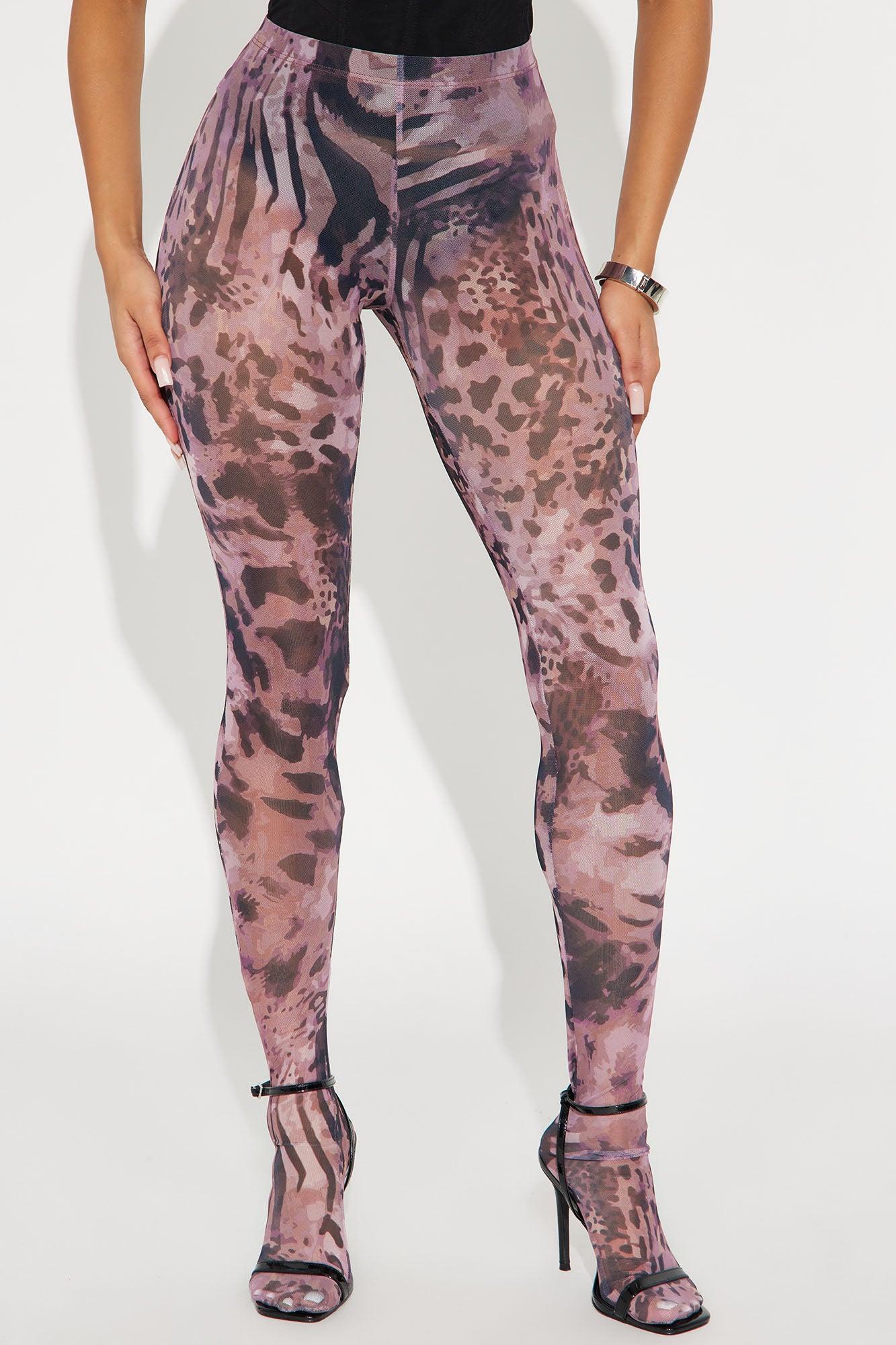 Untamed Leopard Mesh Footed Legging - Brown/combo Product Image
