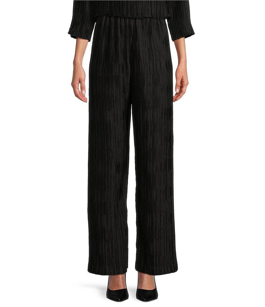Caroline Rose Plisse Crinkled Pleat Straight-Leg Coordinating Pull-On Pants Product Image