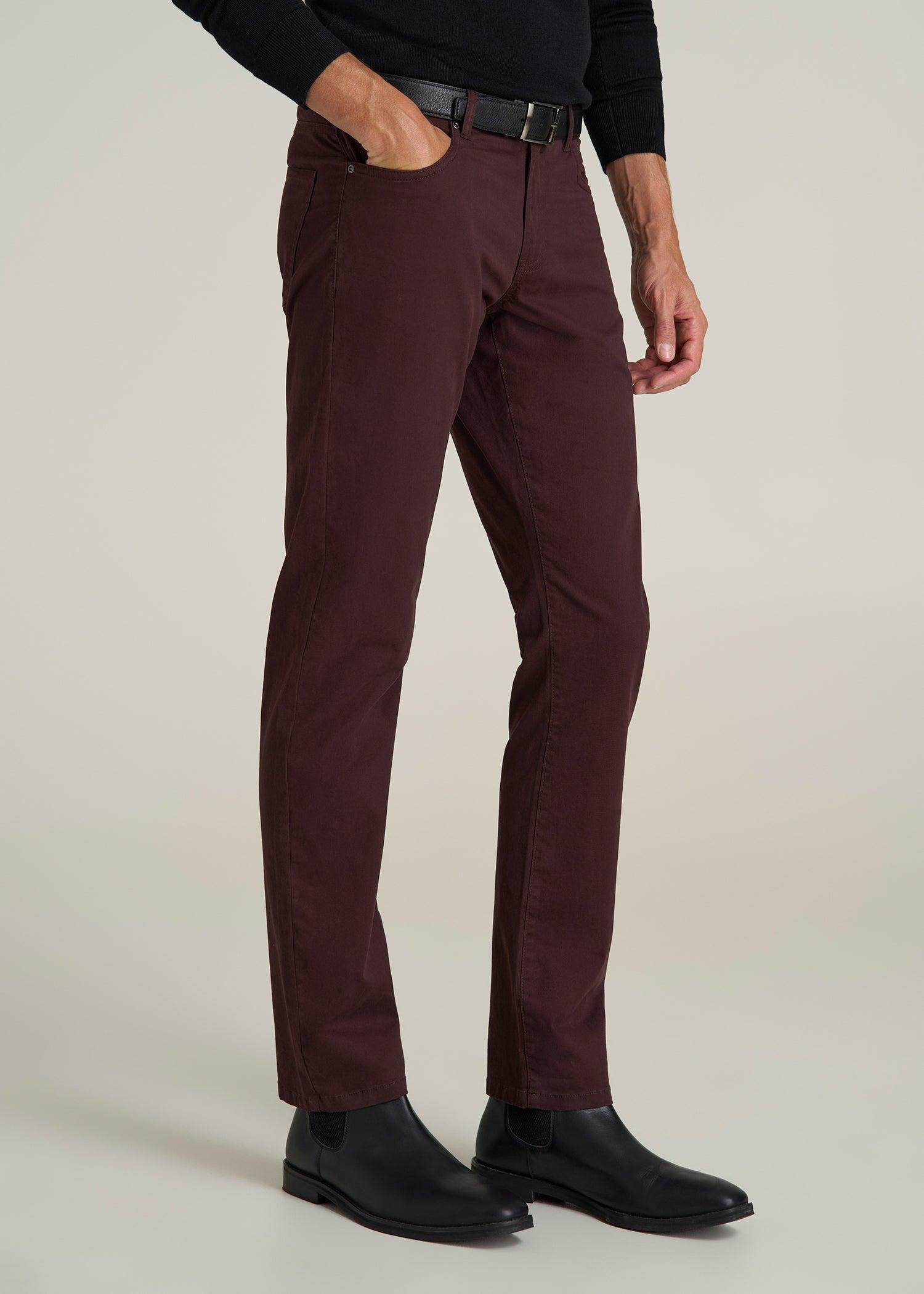 Carman TAPERED Fit Five Pocket Pants for Tall Men in Oxblood Product Image