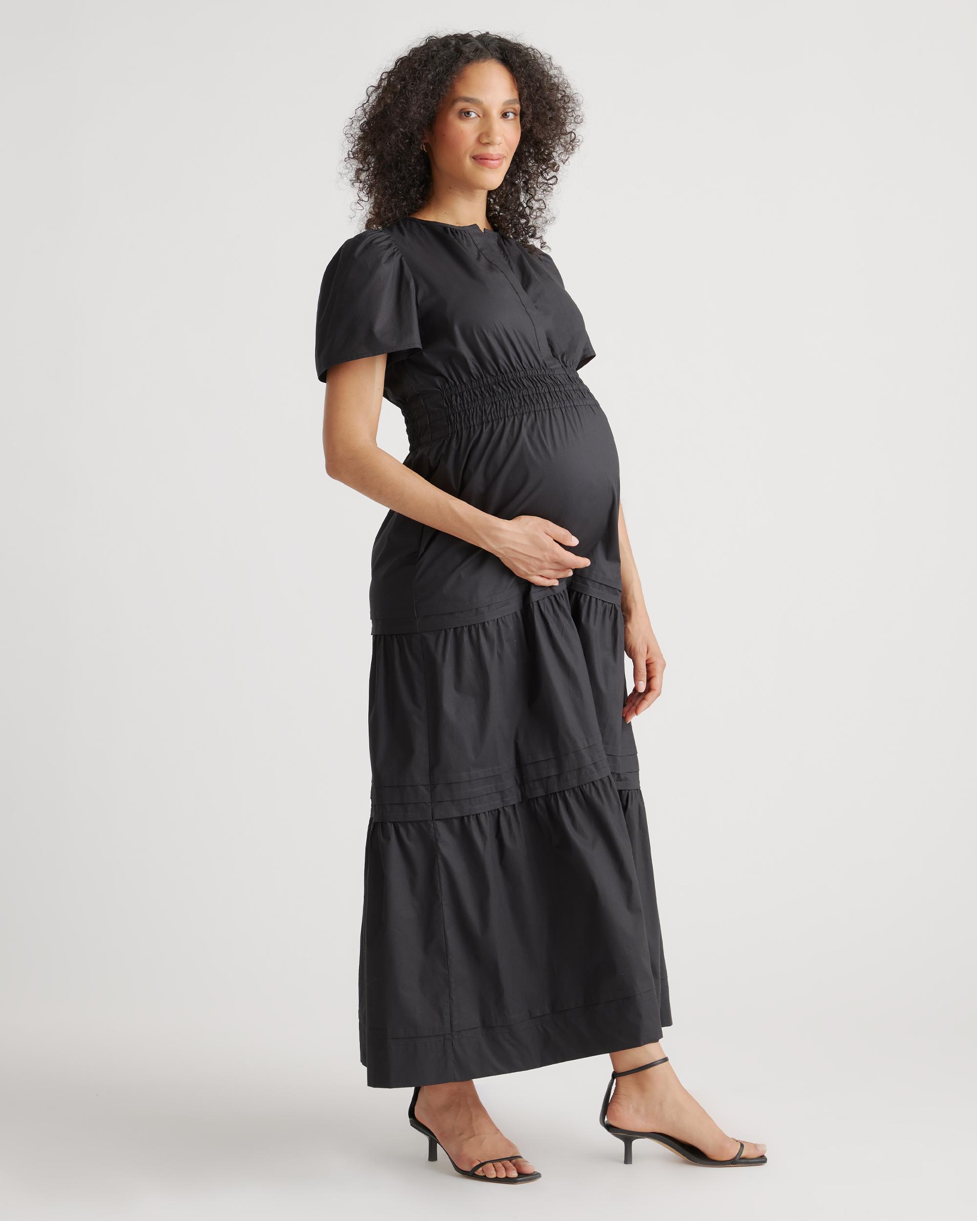 Quince | Women's Poplin Maternity Tiered Maxi Dress Organic Cotton Product Image