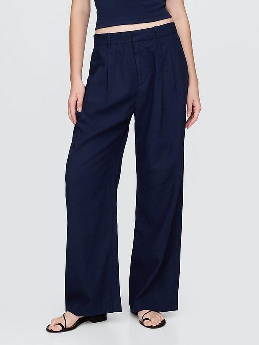 365 High Rise Linen-Blend Trousers Product Image