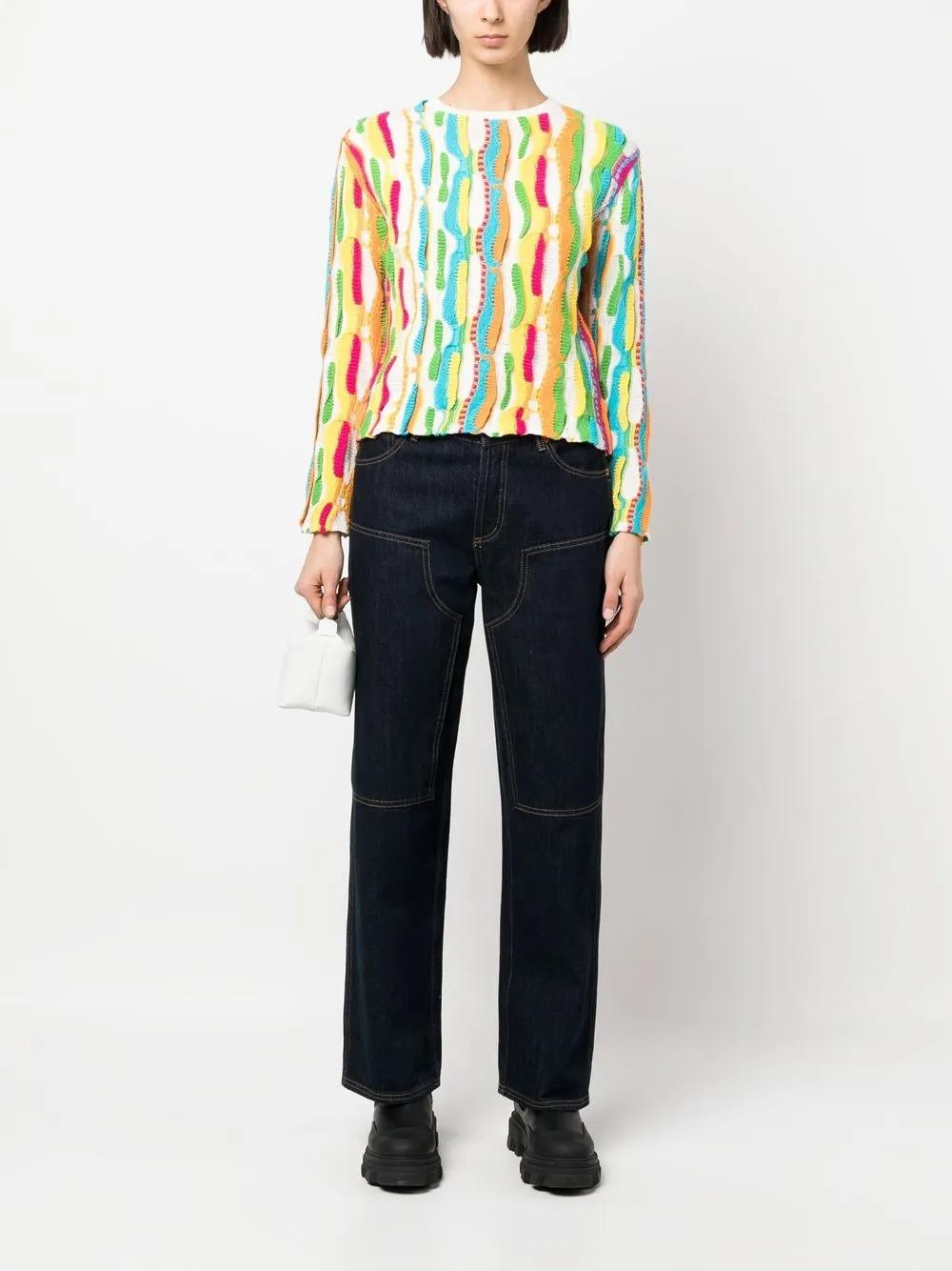 MSGM Ruffle-detail Crew-neck Jumper In White Product Image