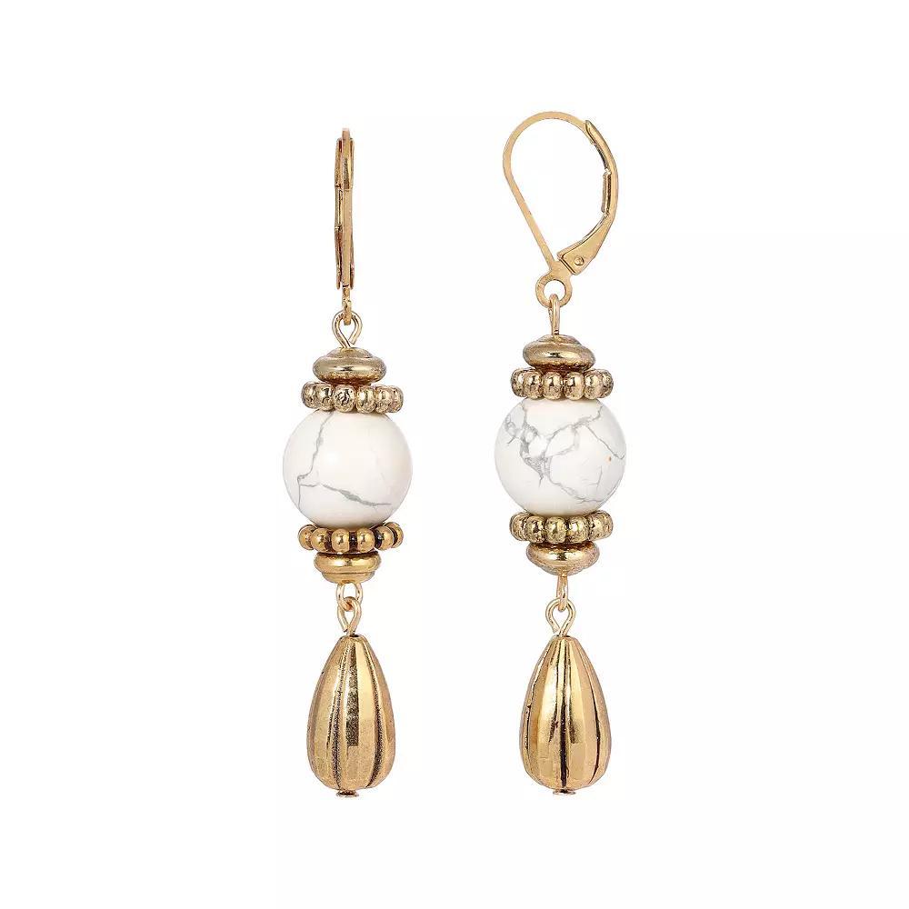 1928 Gold-Tone Semi-Precious Drop Earrings, Womens, Yellow Product Image