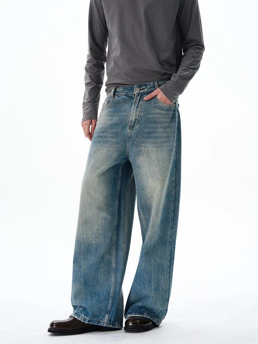 RT No. 19582 WASHED BLUE DENIM STRAIGHT JEANS Product Image