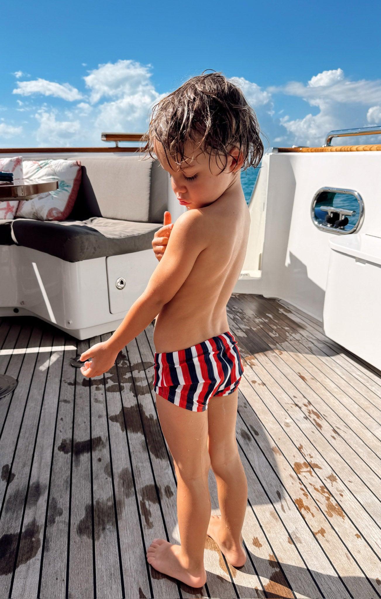 Lil Dude Shorts ~ Americana Stripe Micro Rib Kids Product Image