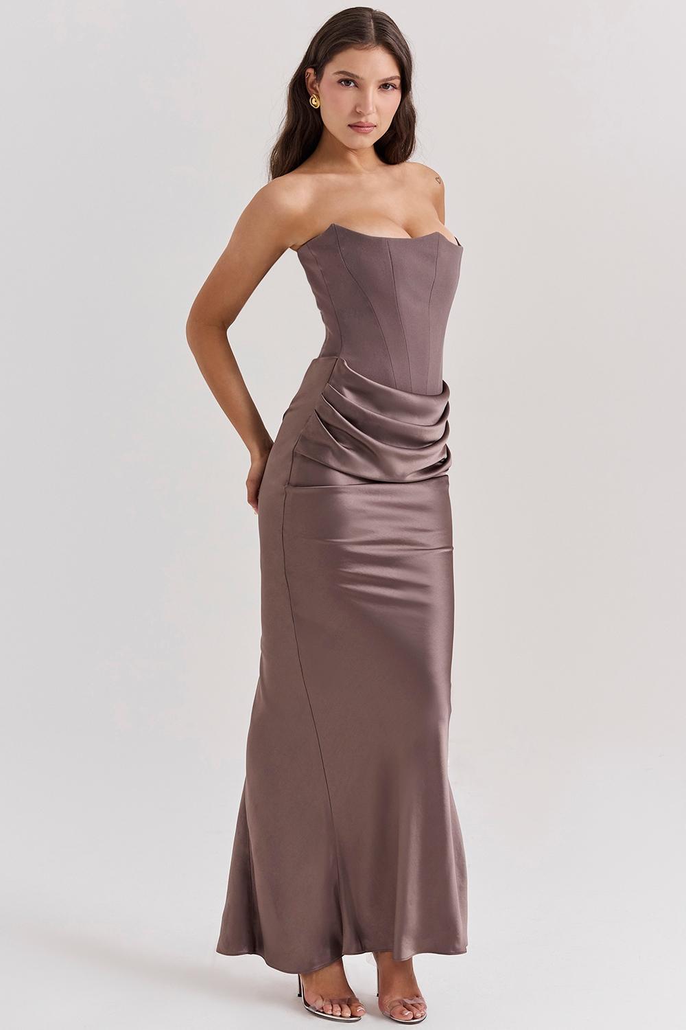 Persephone Smoke Strapless Corset Maxi Dress Product Image