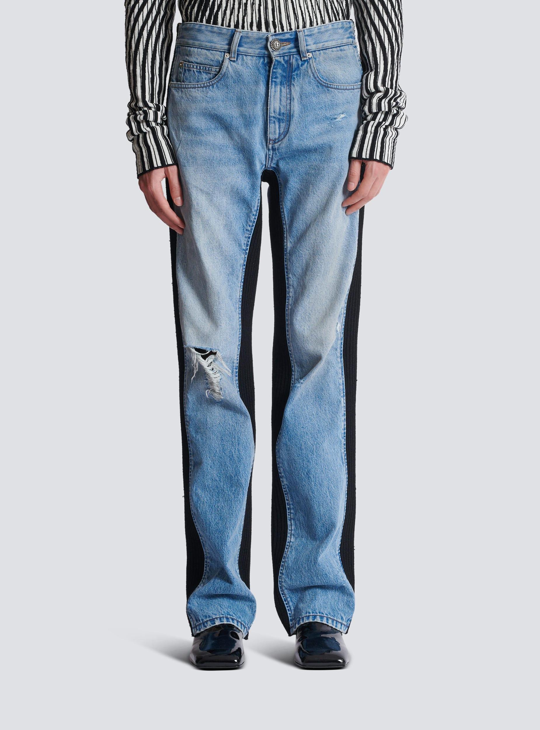 Loose-fit denim and knit jeans Product Image