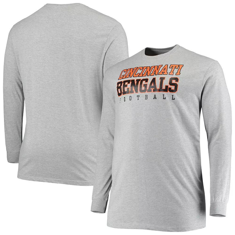 Men's Fanatics Branded Heathered Gray Cincinnati Bengals Big & Tall Practice Long Sleeve T-Shirt, Size: 6XB, Grey Product Image