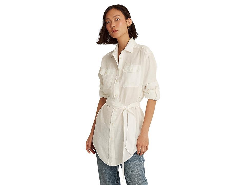Lauren Ralph Lauren Belted Linen Shirt Women's Clothing Product Image
