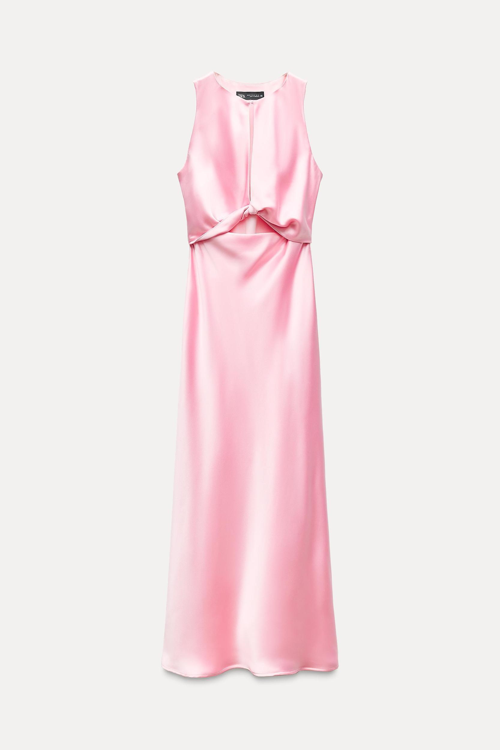 SATIN EFFECT CUT OUT MIDI DRESS Product Image