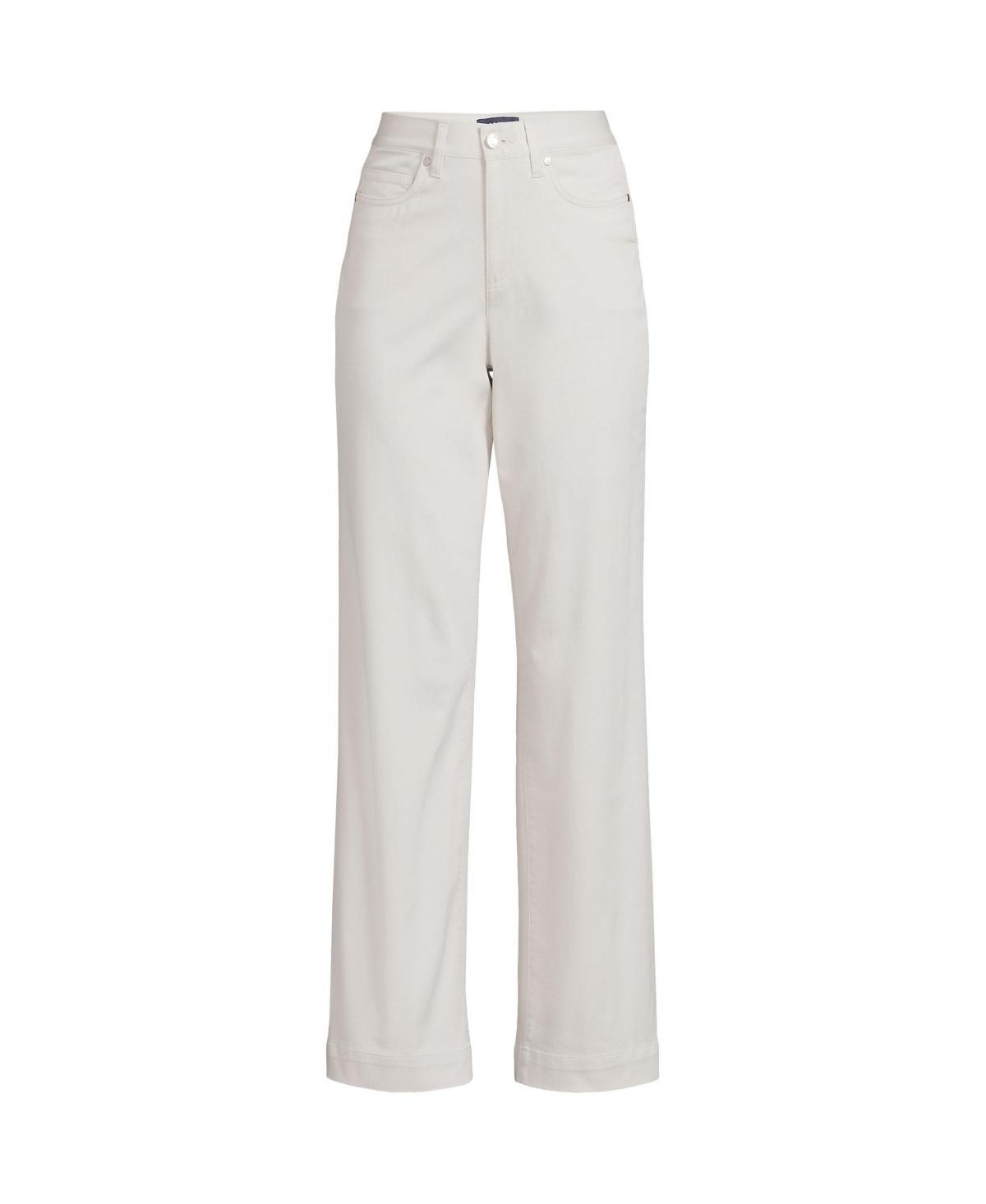 Women's Lands End High-Rise Wide Leg Chino Pants, Size: 14, White Product Image