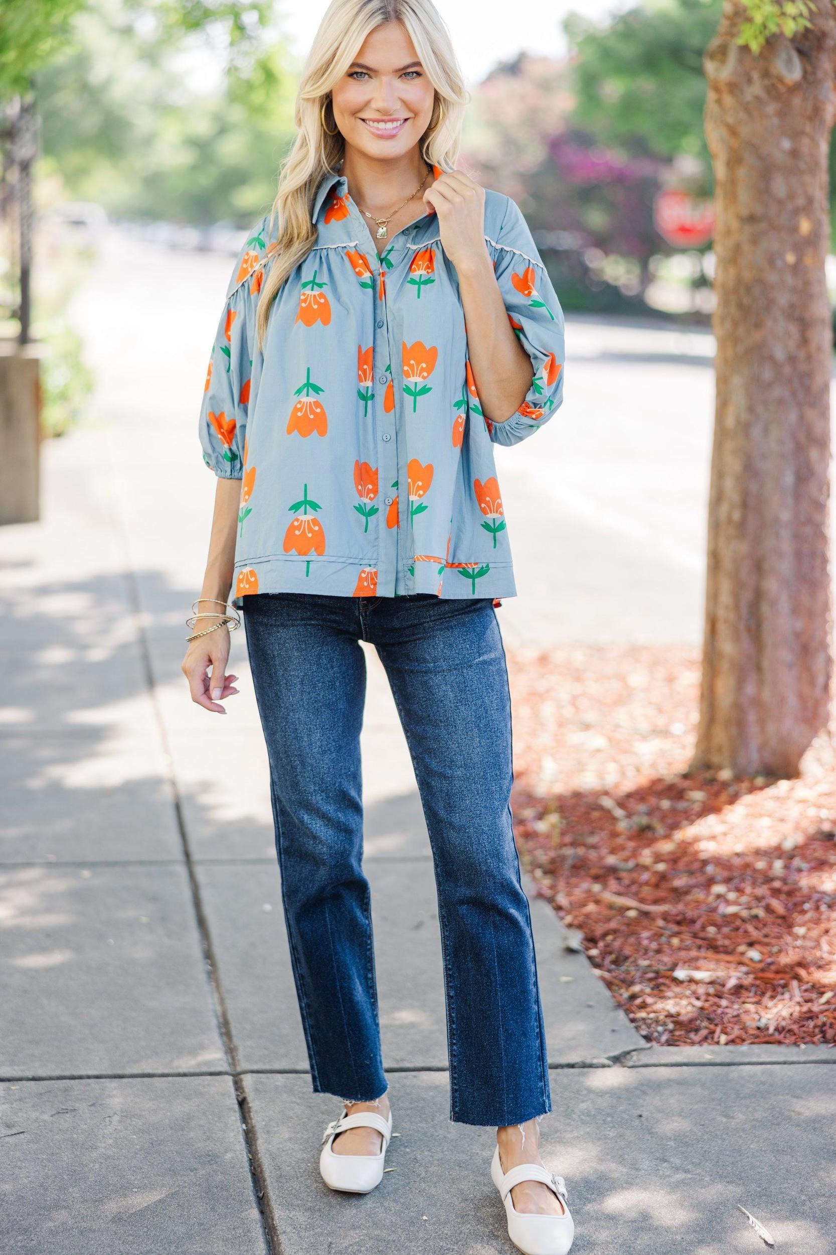 Always And Forever Blue Floral Blouse Female Product Image