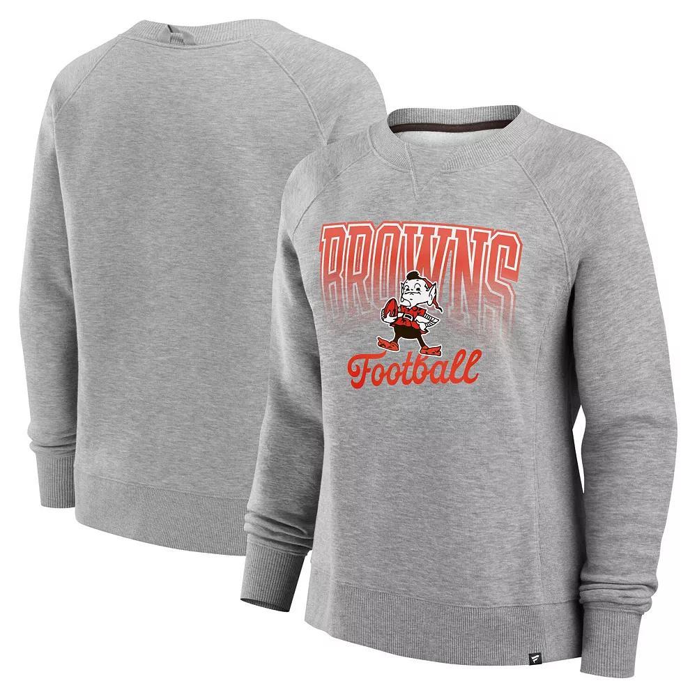 Women's Fanatics Heather Gray Cleveland Browns Hit Hard Fleece Pullover Sweatshirt, Size: Large, Grey Product Image