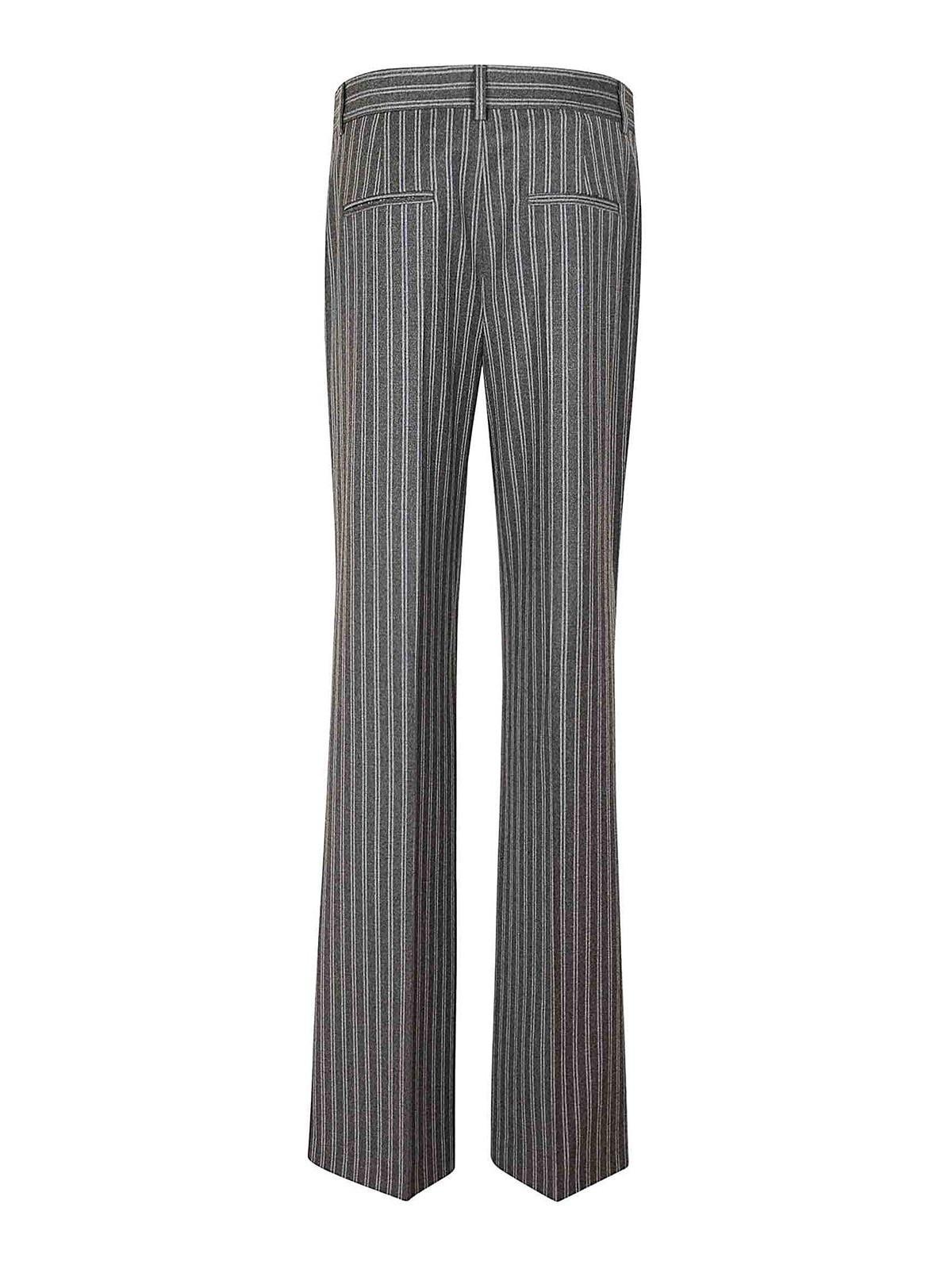 ALBERTA FERRETTI Striped Tailored Trousers In Gris Product Image