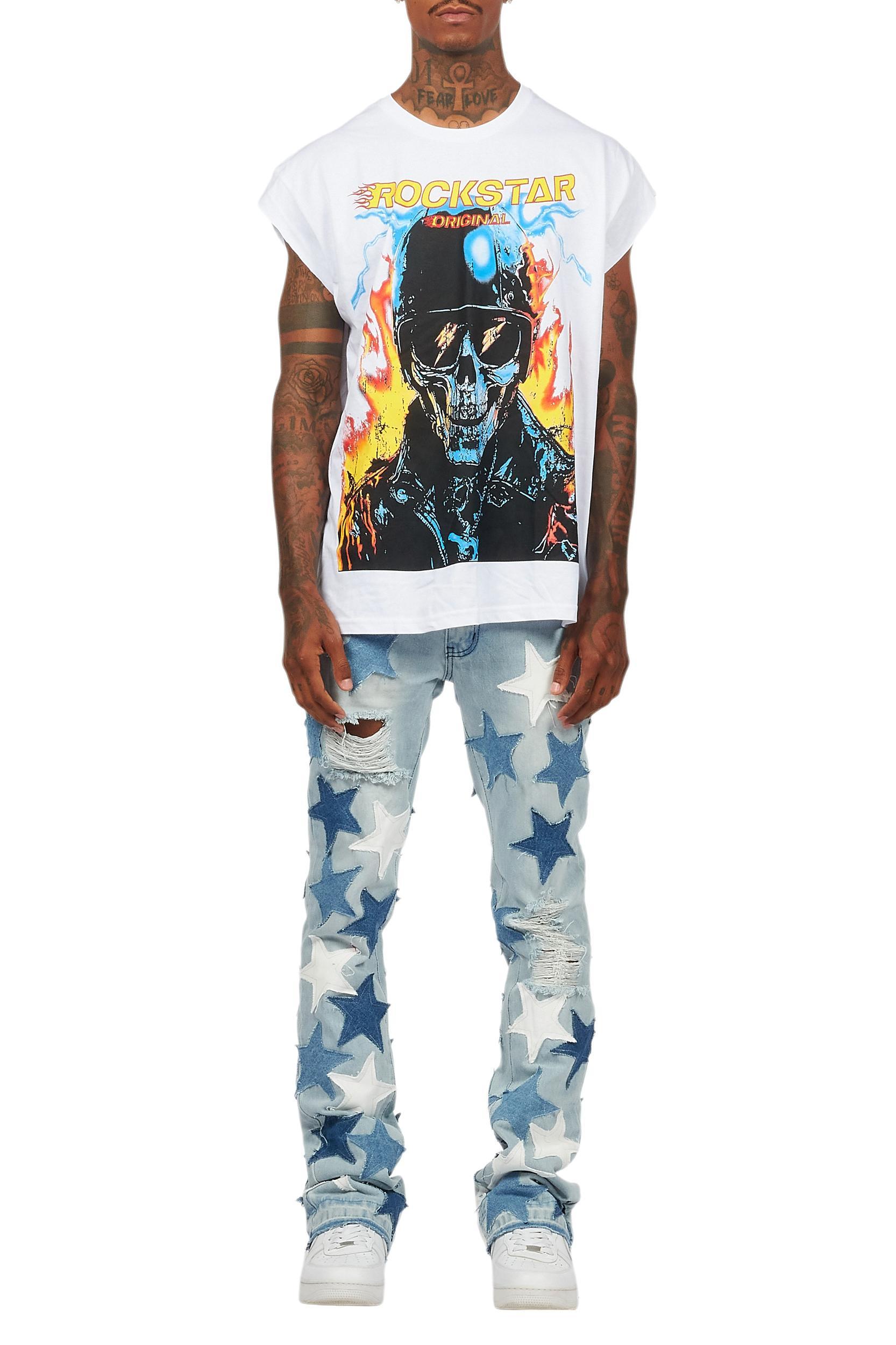 Balius White Graphic Muscle T-Shirt Male Product Image