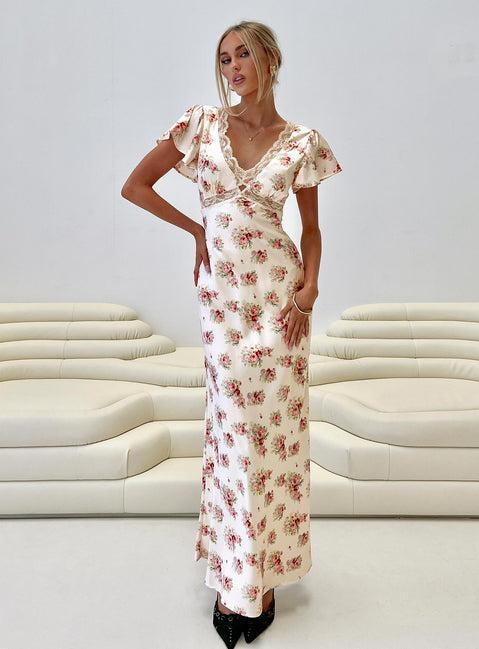 Miraselle Maxi Dress Cream Floral Product Image