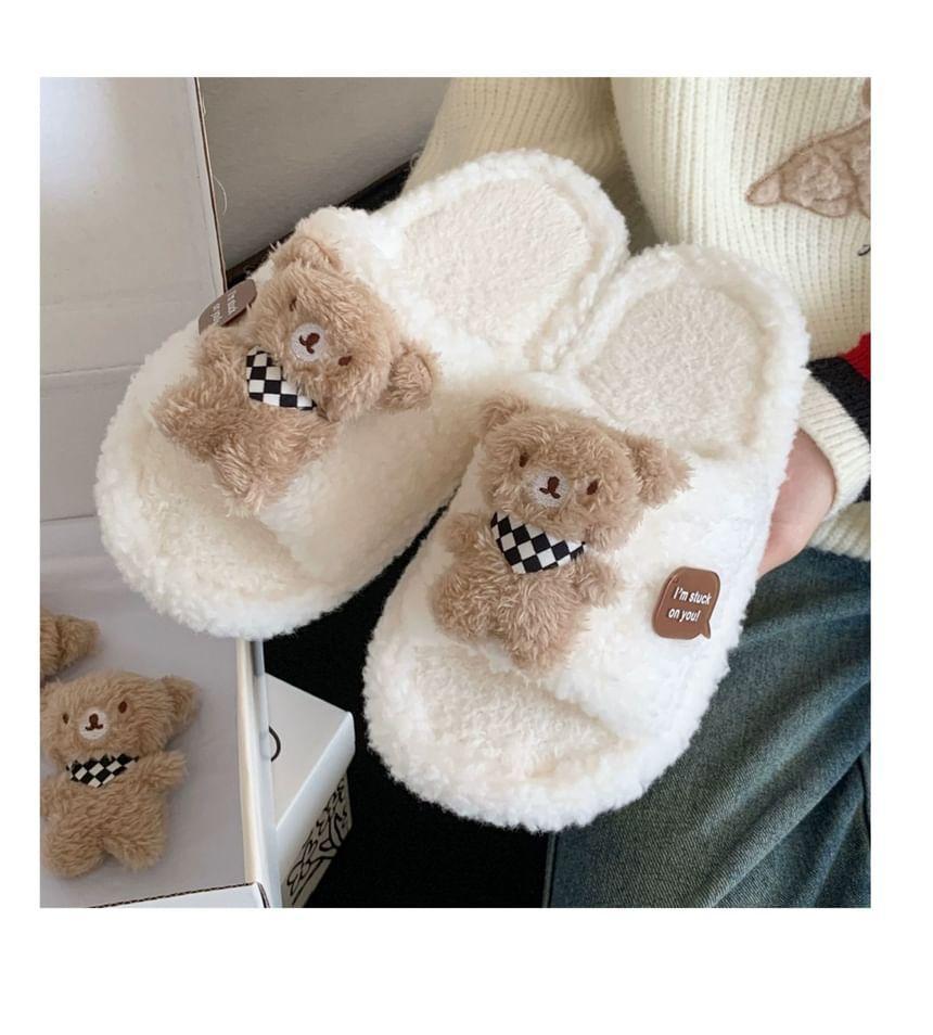 Bear Accent Fleece Home Slippers Product Image